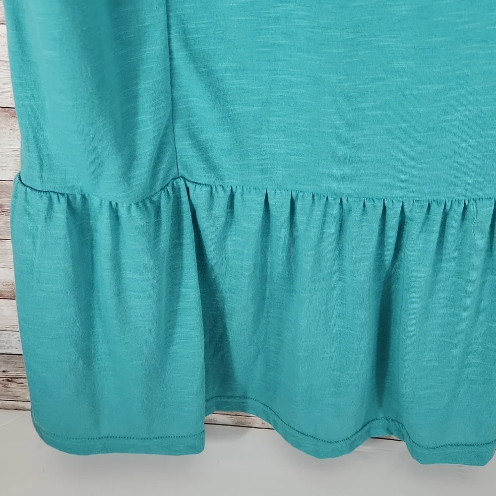 NWT, Indigo Poppy, Women's Teal top, short laced sleeves, with ruffle hemline. S - Picture 6 of 8